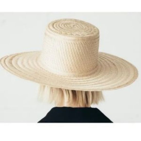 JANESSA LEONE Elsa Natural Womens Medium Straw Boater Hat NEW main image 6